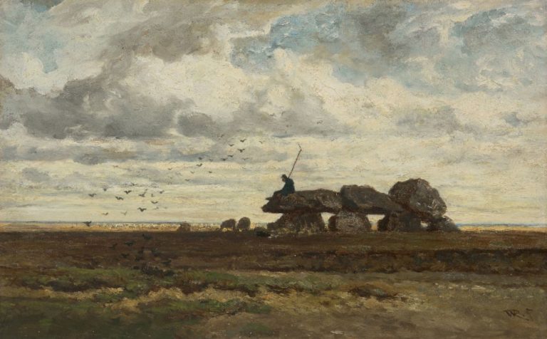 Dolmen D6 painting by Willem Roelofs, called het hunebed bij Tynaarlo