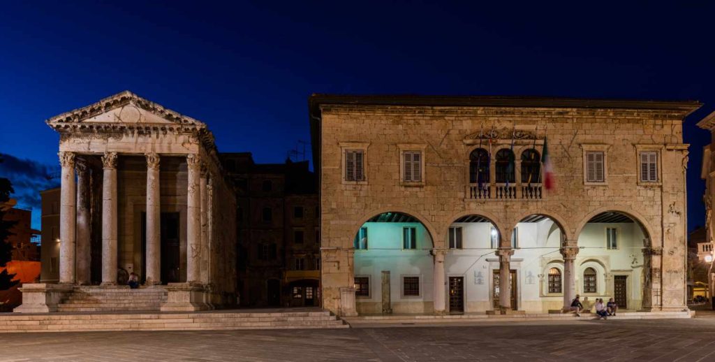 Augustus temple in Pula on republic square